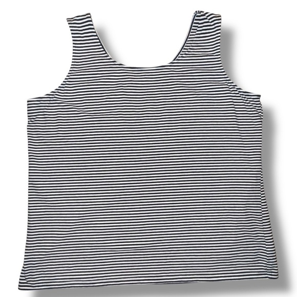 TALBOTS 180 Two-Way Tank Belleville Stripe - INDIGO BLUE/WHITE 2X - Picture 6 of 12